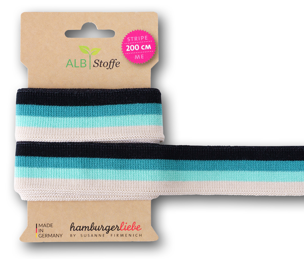 Bio Jacquardbänder Stripe Me College meringa-verdino-caraibi-schwarz Bio Jacquardbänder Stripe Me College meringa-verdino-caraibi-schwarz