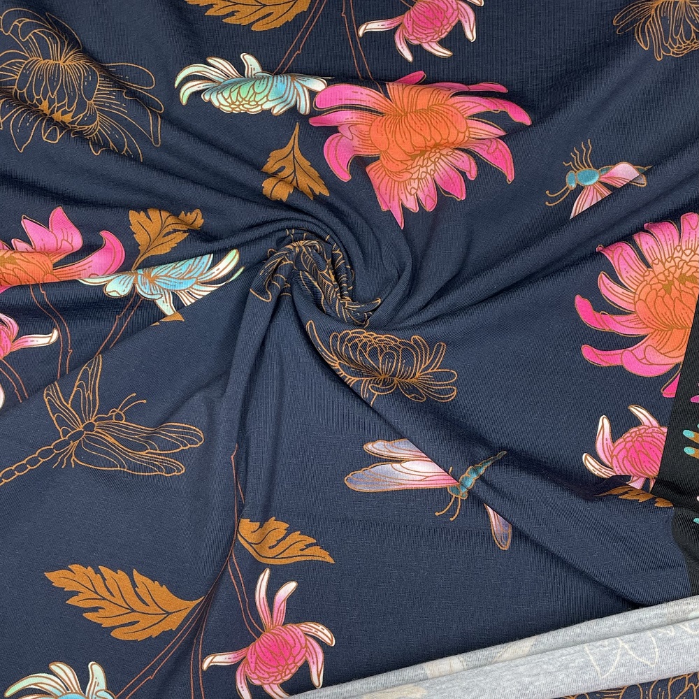 Albstoffe Baumwolljersey Queens United - Beautiful navy multicolor