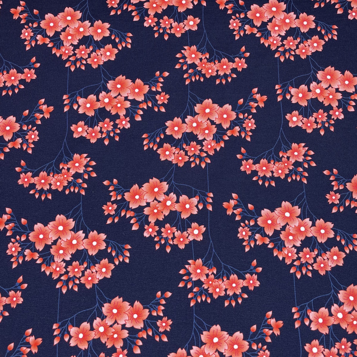 Albstoffe Baumwolljersey SAKURA - Hana navy-multicolor
