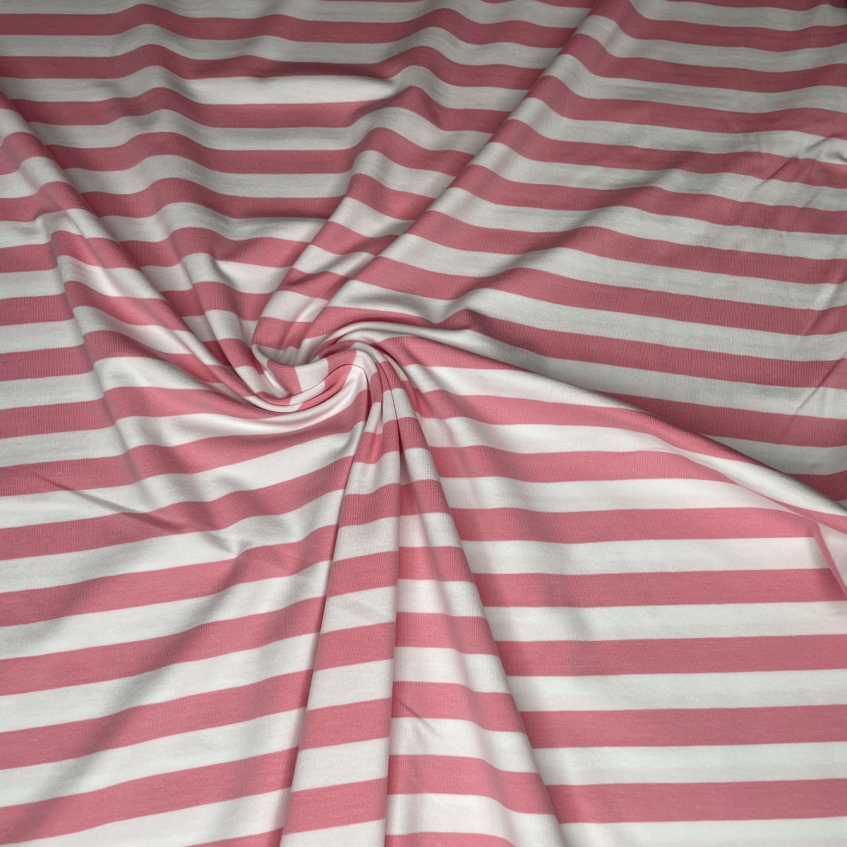 Albstoffe Baumwolljersey AHOY Sailor Stripes rosa scuro-weiß 