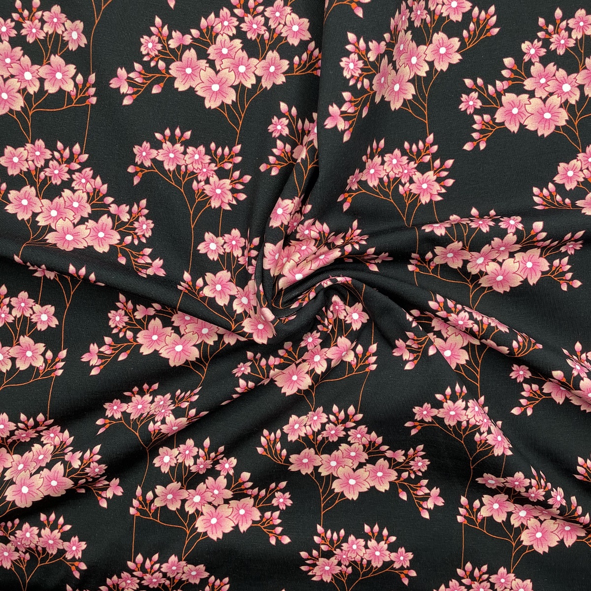 Albstoffe Baumwolljersey SAKURA - Hana schwarz-multicolor