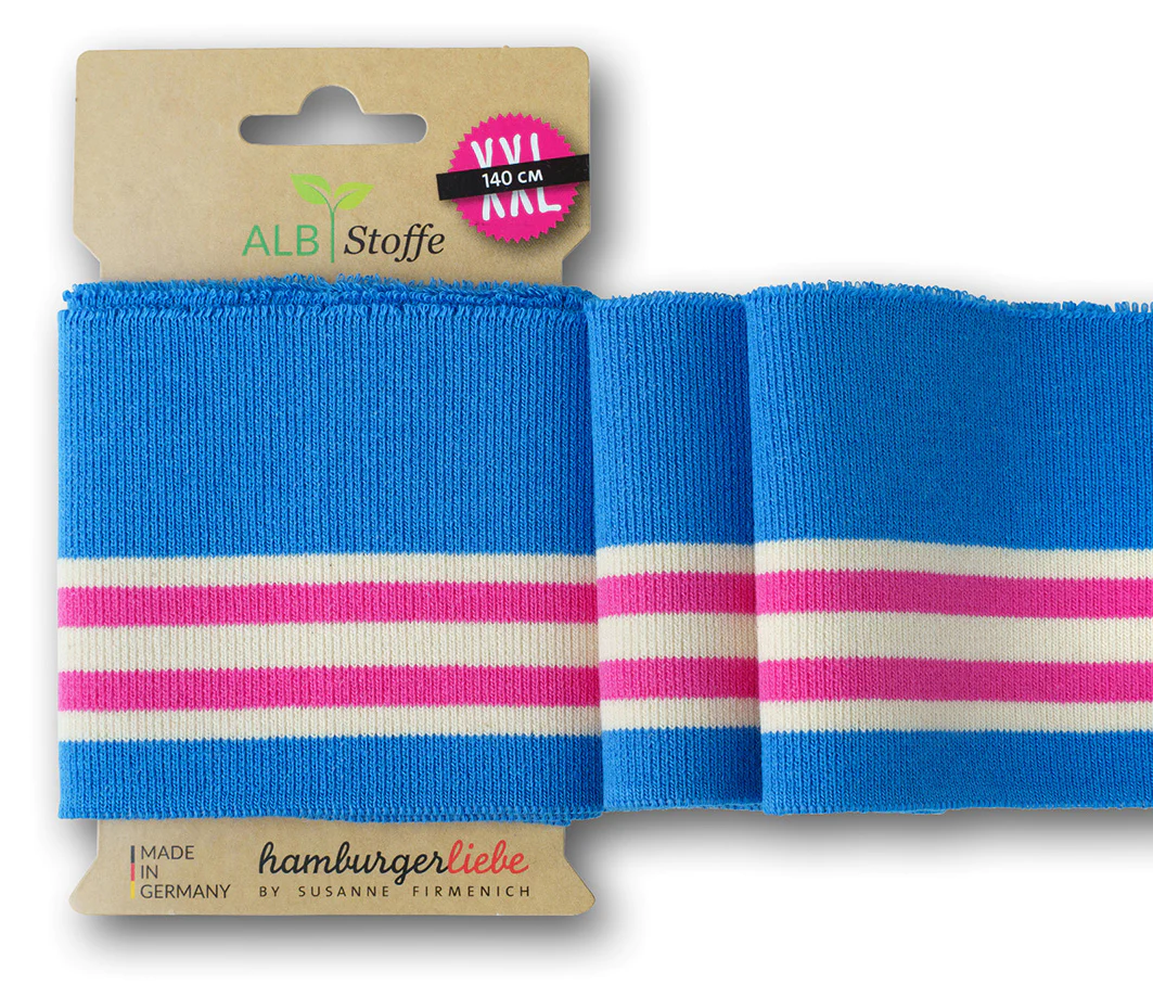 Bio Strickbündchen Cuff Me Collge blau-multicolor Bio Strickbündchen Cuff Me Collge blau-multicolor