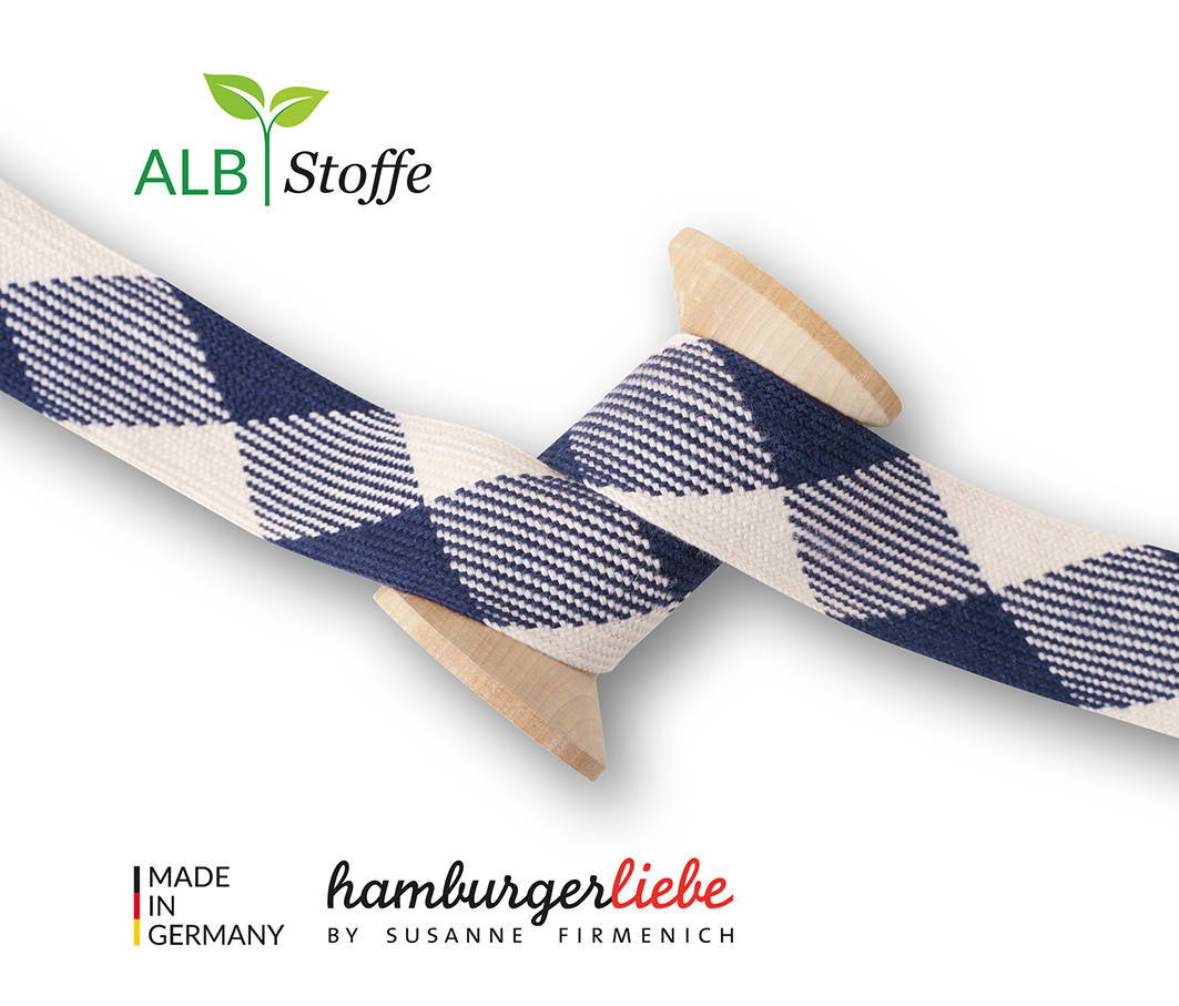 Albstoffe Bio Flechtkordel Twist Me Flat blue navy-meringa Albstoffe Bio Flechtkordel Twist Me Flat blue navy-meringa