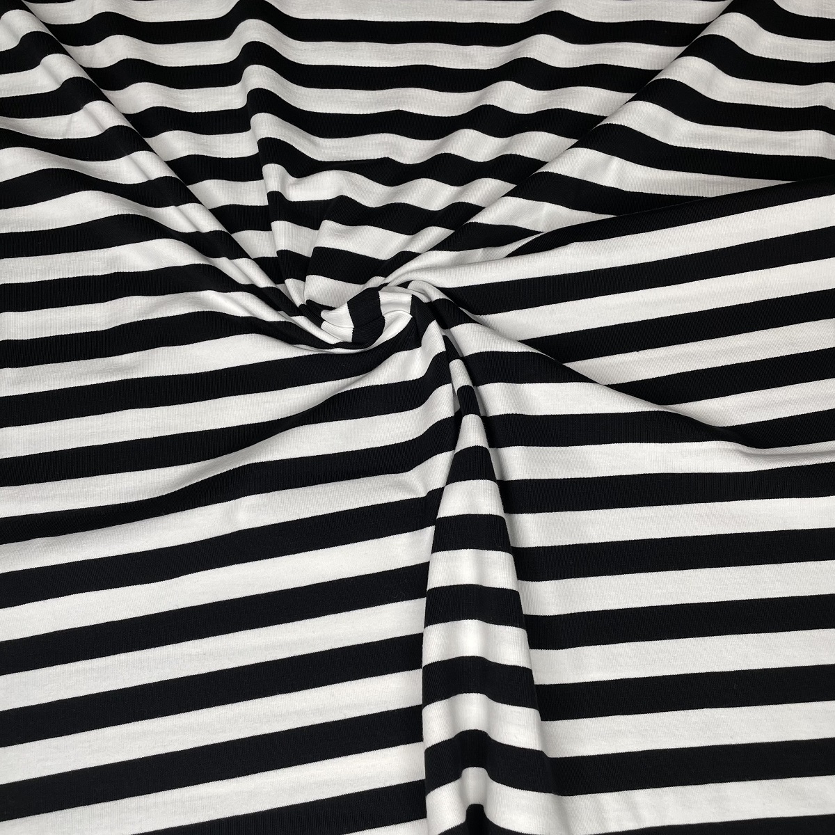 Albstoffe Baumwolljersey AHOY Sailor Stripes schwarz-weiß 