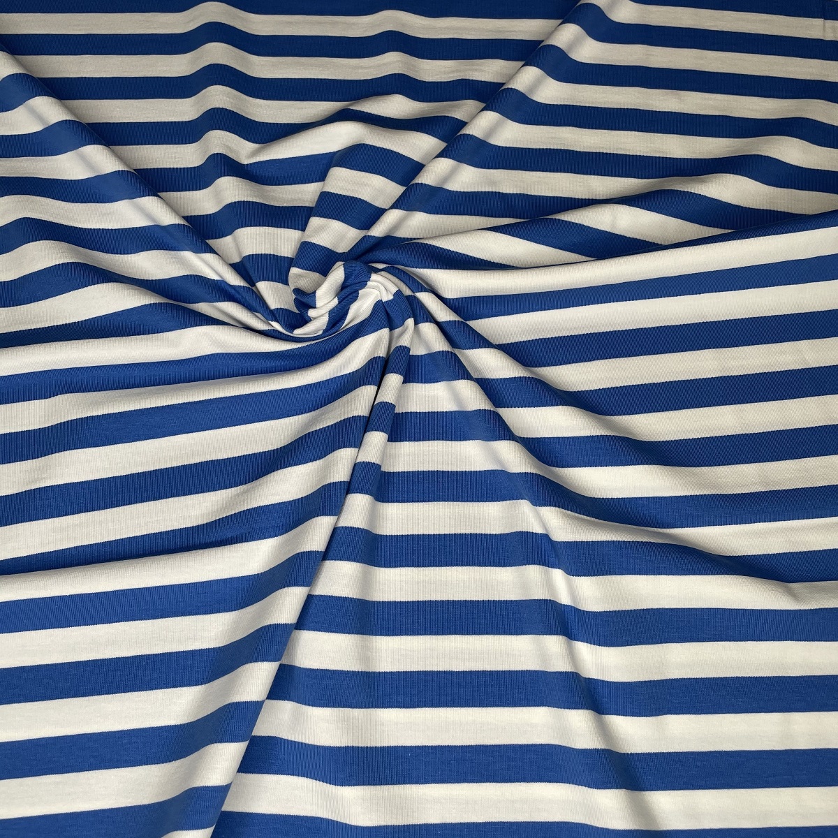 Albstoffe Baumwolljersey AHOY Sailor Stripes atlantic-weiß 