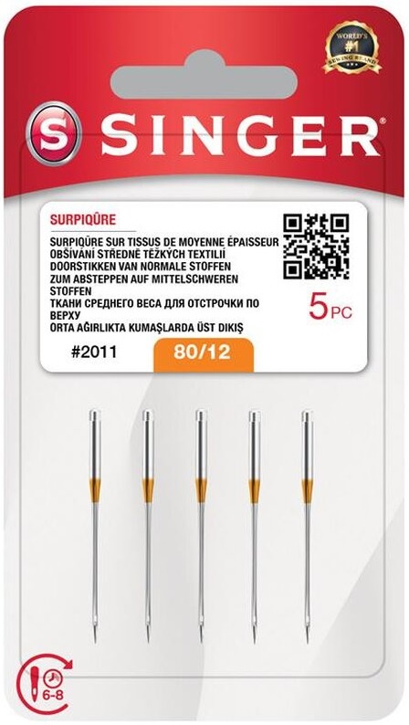 SINGER 2011 Topstitch-Nadel Stärke 80 - 5 Nadeln 