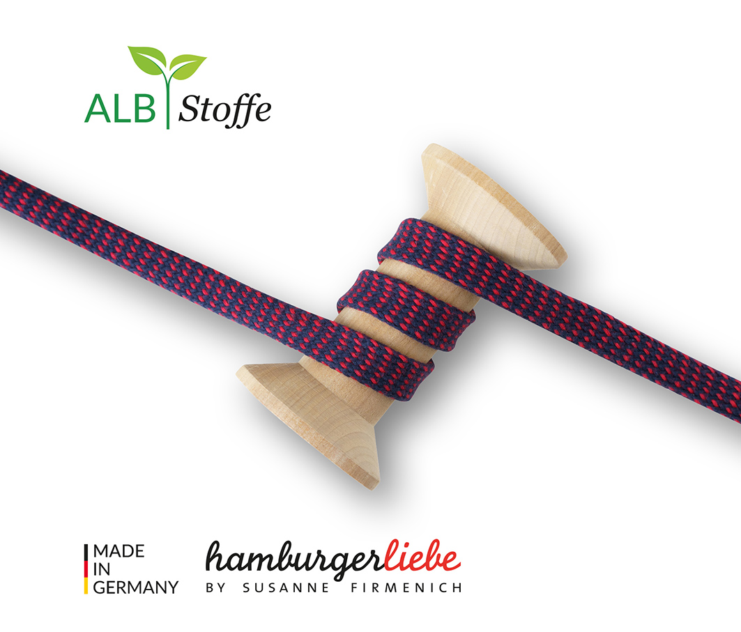 Albstoffe Bio Flechtkordel Twist Me Dots flamme-blue navy Albstoffe Bio Flechtkordel Twist Me Dots flamme-blue navy