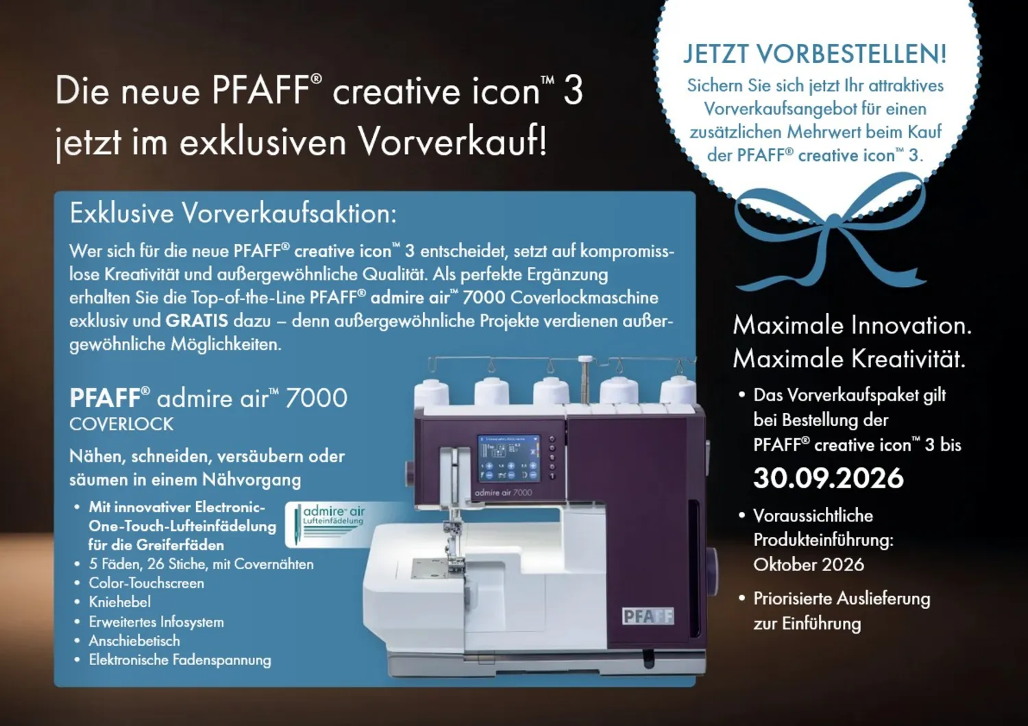 PFAFF creative icon 3 - Gratis dazu PFAFF admire air 7000 