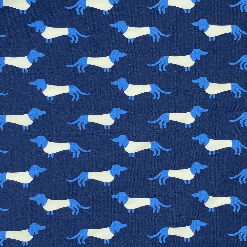 Albstoffe Sommersweat Darling Things - WIENERDOG - navy multicolor