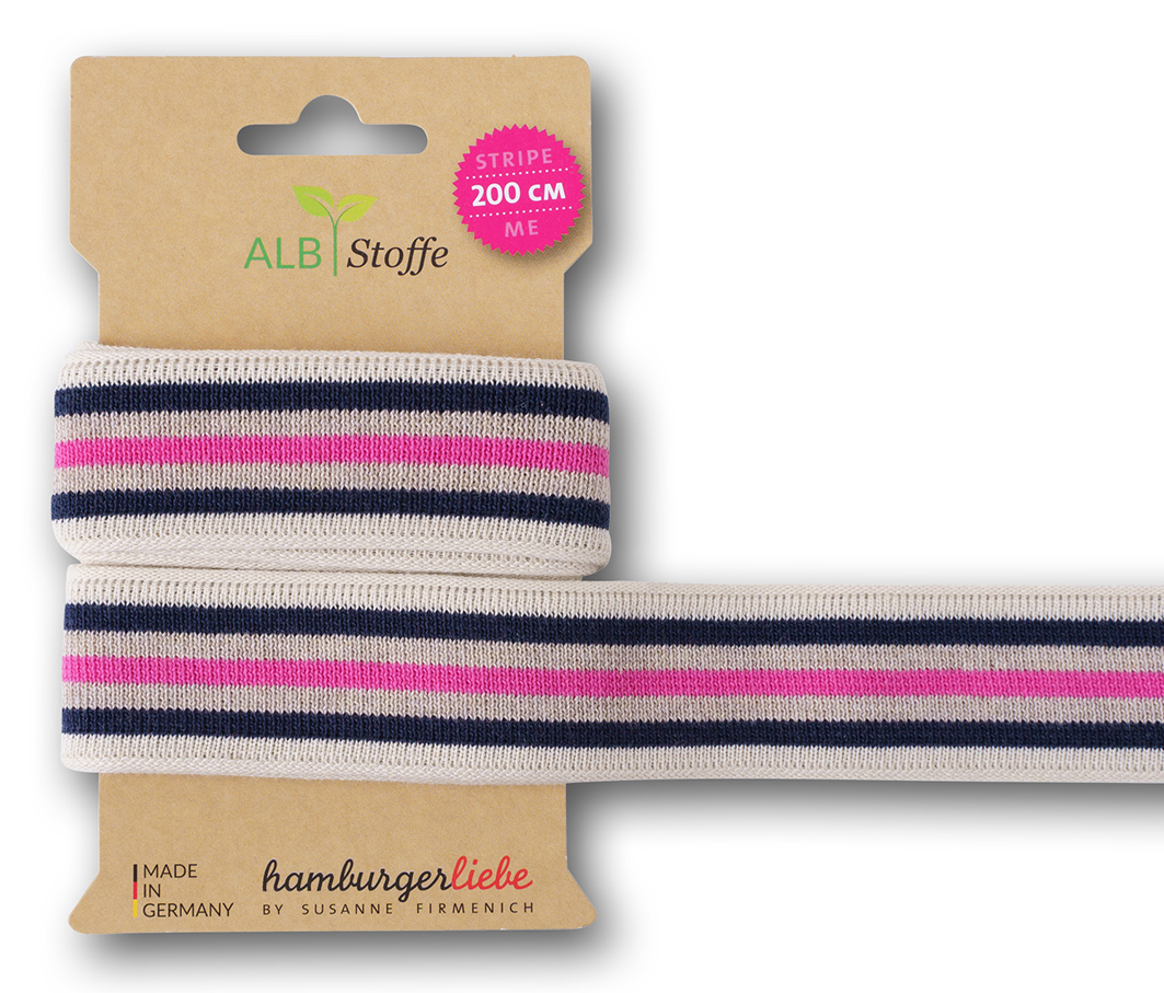 Bio Jacquardbänder Stripe Me College meringa-rosa scuro-braun