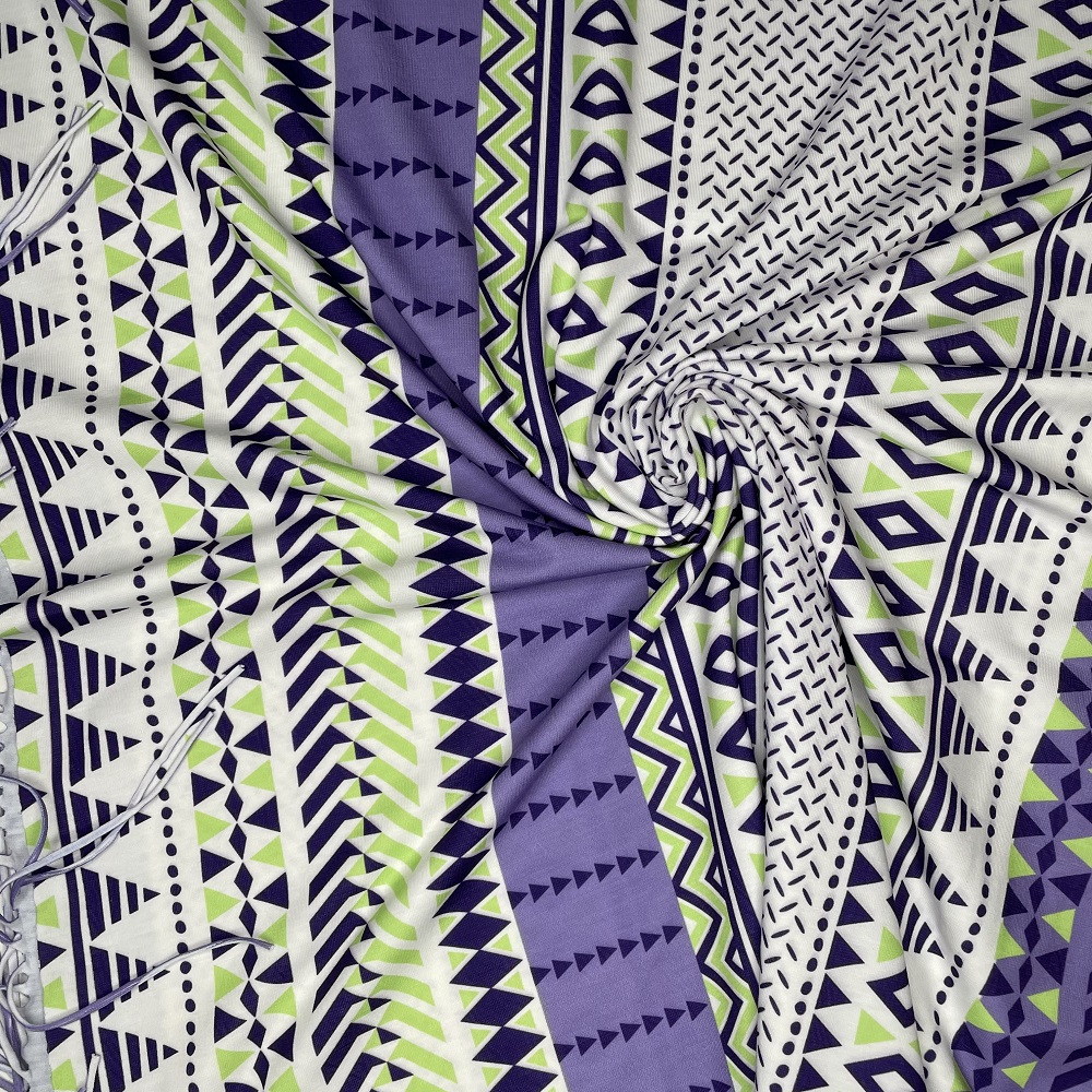 Albstoffe Fringe Me Geometric White mit Fransenborte  Albstoffe Fringe Me Geometric White mit Fransenborte