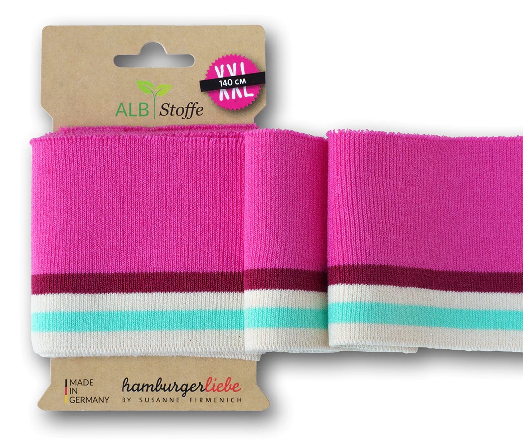 Bio Strickbündchen Cuff Me Collge - Sally And Friends - pink multicolor Bio Strickbündchen Cuff Me Collge - Sally And Friends - pink multicolor
