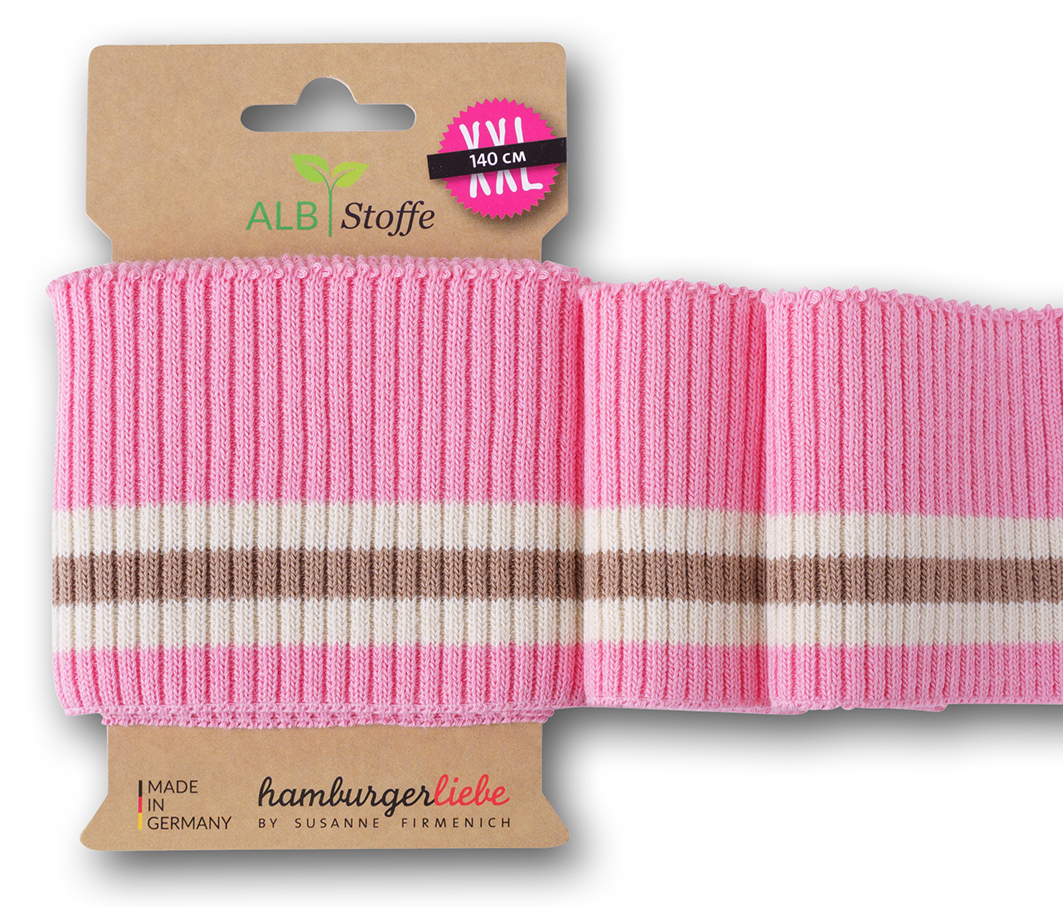 Albstoffe Bio Strickbündchen Cuff Me Ripped pink multicolor
